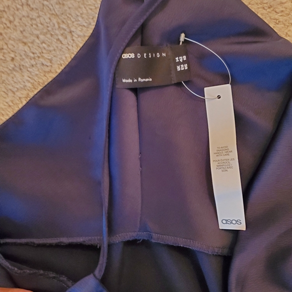 Asos satin navy one strap cocktail dress - Picture 4 of 4